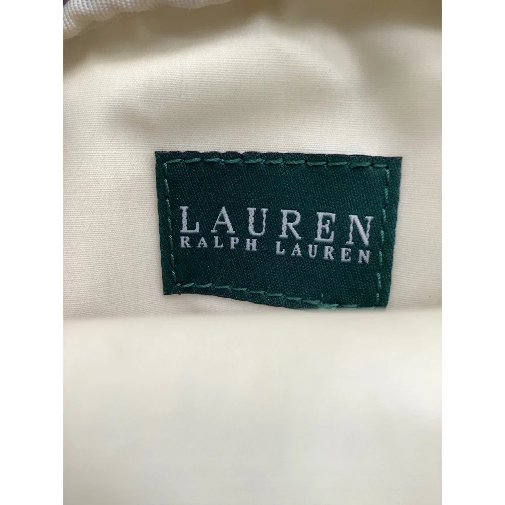 Lauren Ralph Lauren Navy Monogram Canvas Dome Cosmetic Pouch Bag Gray